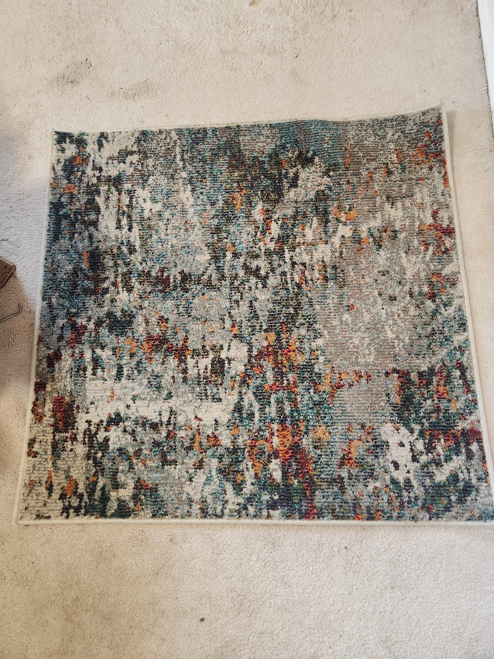 Multicolor Abstract Accent Rug - Neutral & Teal Tones